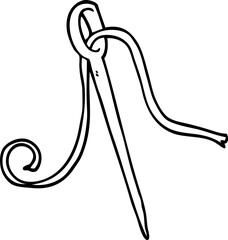 line drawing cartoon needle and thread