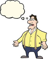 cartoon shocked man with thought bubble