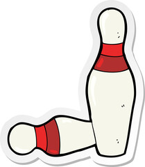 sticker of a cartoon ten pin bowling skittles