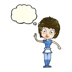 cartoon maid with thought bubble