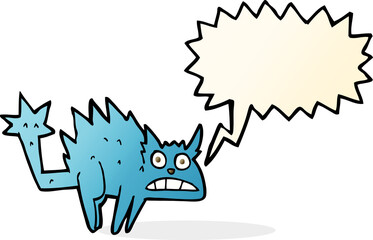 cartoon frightened cat with speech bubble