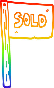recommend clip art: rainbow gradient line drawing cartoon sold sign