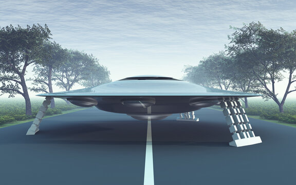 Ufo auf einer Landstraße