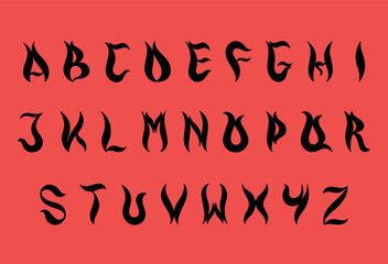 The font Burn with flame shape