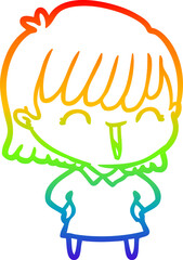 rainbow gradient line drawing cartoon woman