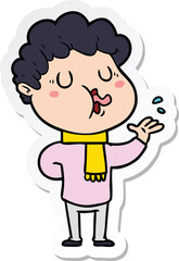 sticker of a cartoon man singing