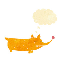 cartoon funny little dog with thought bubble