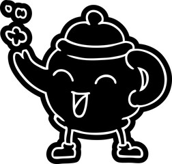 cartoon icon drawing of a blue tea pot