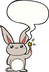 cute cartoon rabbit and speech bubble