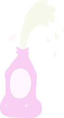 flat color illustration of a cartoon squirting lotion bottle