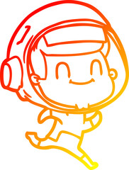 warm gradient line drawing happy cartoon astronaut man