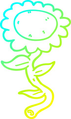 cold gradient line drawing cartoon sunflower