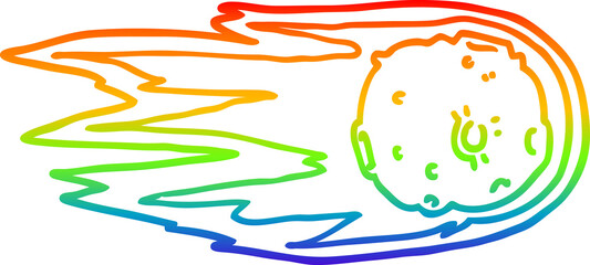 rainbow gradient line drawing cartoon comet