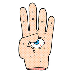 Obraz premium cartoon spooky hand with eyeball