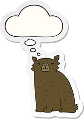 cartoon bear and thought bubble as a printed sticker