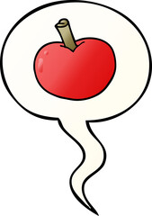 cartoon apple and speech bubble in smooth gradient style