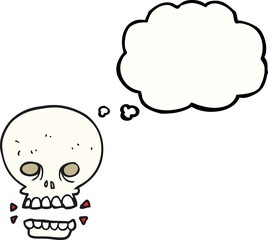 thought bubble cartoon scary skull