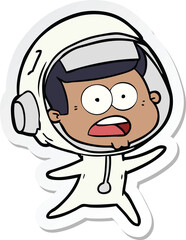 sticker of a cartoon surprised astronaut