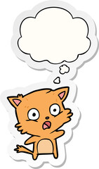 cartoon cat and thought bubble as a printed sticker