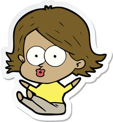 sticker of a cartoon girl pouting