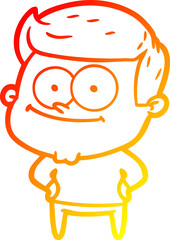 warm gradient line drawing cartoon happy man