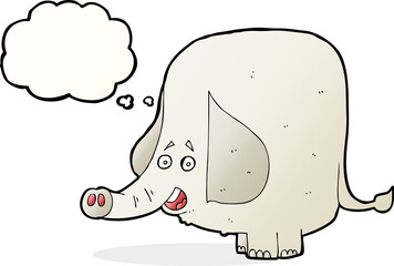 cartoon happy elephant with thought bubble