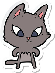 sticker of a confused cartoon cat