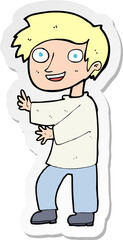 sticker of a cartoon excited boy