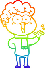 rainbow gradient line drawing cartoon happy man