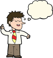 cartoon man with good idea with thought bubble