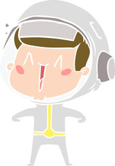 happy flat color style cartoon astronaut