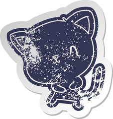 distressed old sticker of cute kawaii cat