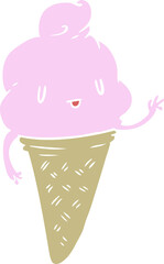 cute flat color style cartoon ice cream