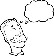 thought bubble cartoon ageing man with mustache