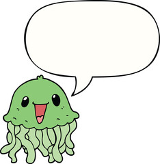 cartoon jellyfish and speech bubble