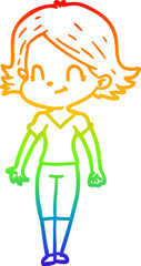 rainbow gradient line drawing cartoon friendly girl