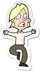 Naklejka premium sticker of a cartoon panicking man