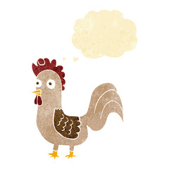 cartoon rooster with thought bubble