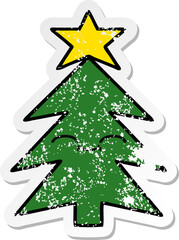 Obraz premium distressed sticker of a cute cartoon christmas tree