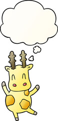 cute cartoon giraffe and thought bubble in smooth gradient style
