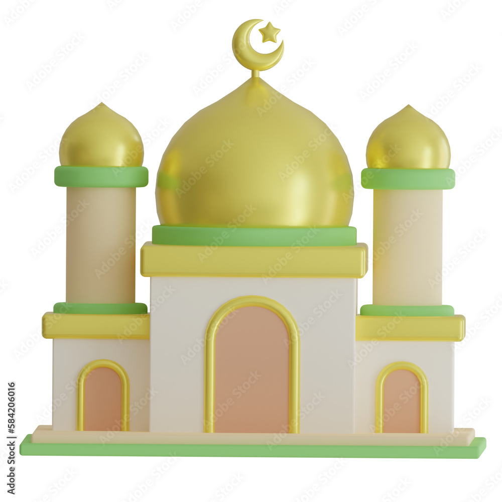 Wall mural mosque 3d illustration