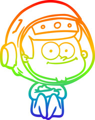 rainbow gradient line drawing happy astronaut cartoon