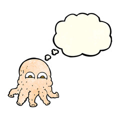 cartoon alien squid face with thought bubble