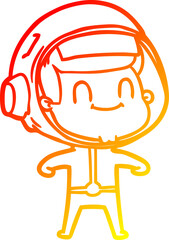 warm gradient line drawing happy cartoon astronaut