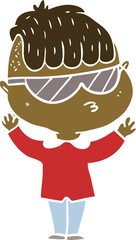 flat color style cartoon boy wearing sunglasses