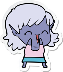 sticker of a cartoon elf girl