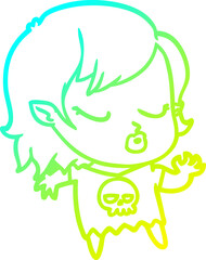 cold gradient line drawing cute cartoon vampire girl