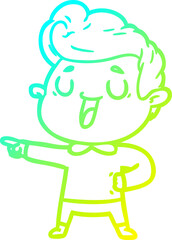 cold gradient line drawing happy cartoon man