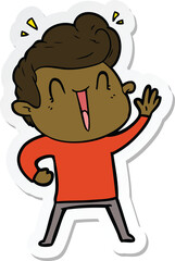 sticker of a cartoon excited man