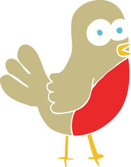 flat color illustration of a cartoon robin